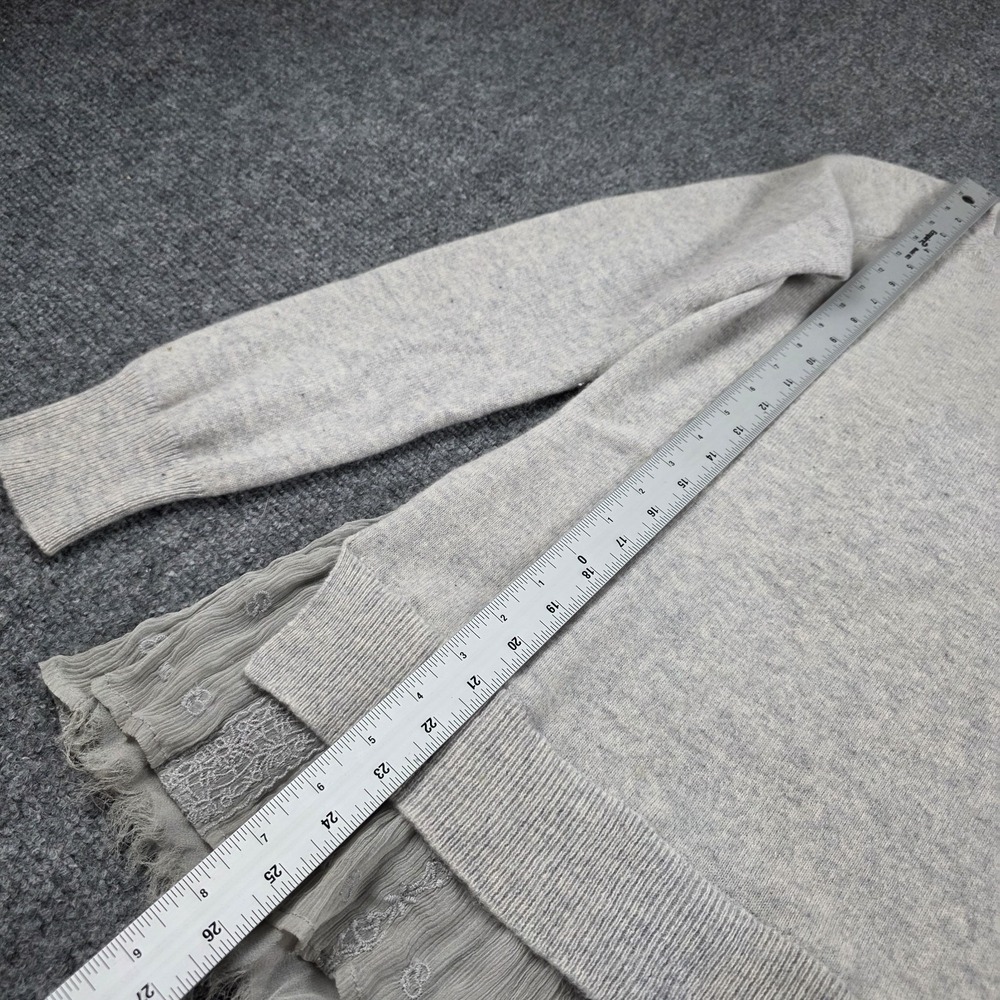 Garnet Hill Women's 100% Cashmere Sweater XS Gray‎ Layered Lace Hem Luxe Soft - Picture 12 of 13
